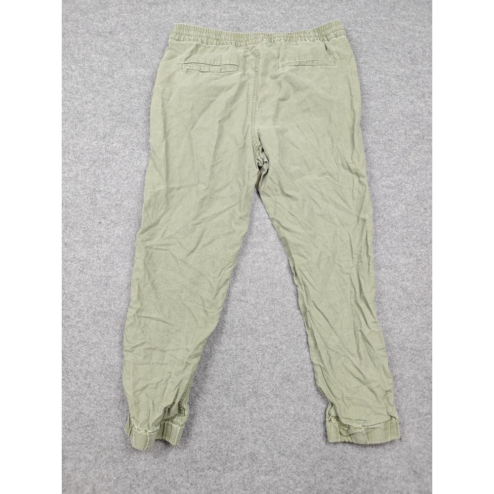 J Crew Pants Womens 4 Green Linen Twill Jogger Cuffed Elastic Waist Casual - Picture 6 of 10